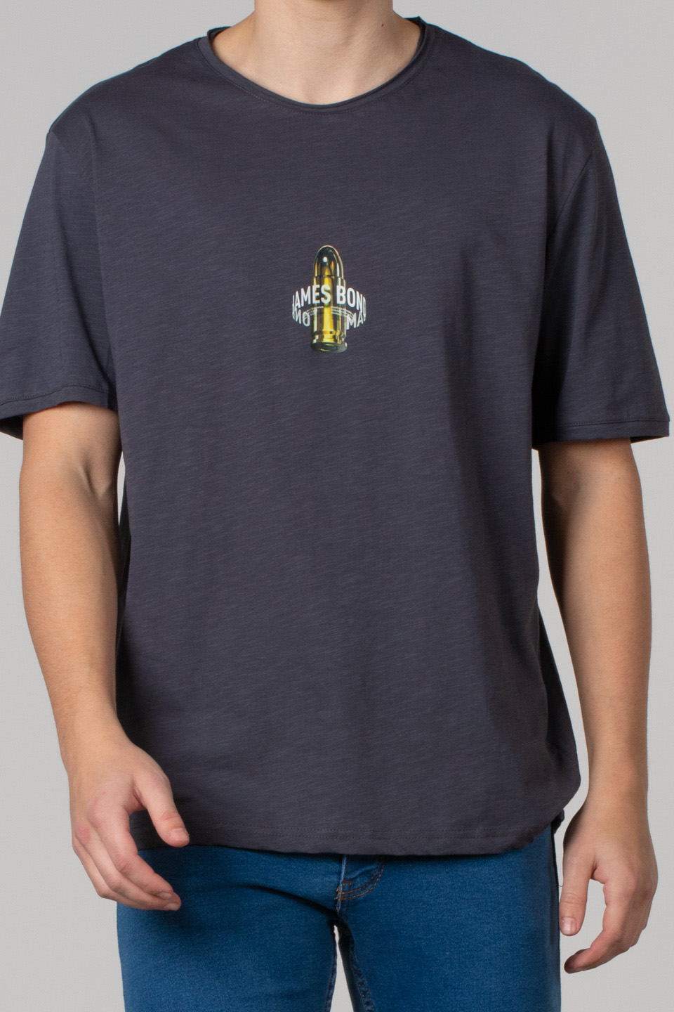 Kurşun baskılı t-shirt-2619 Antrasit