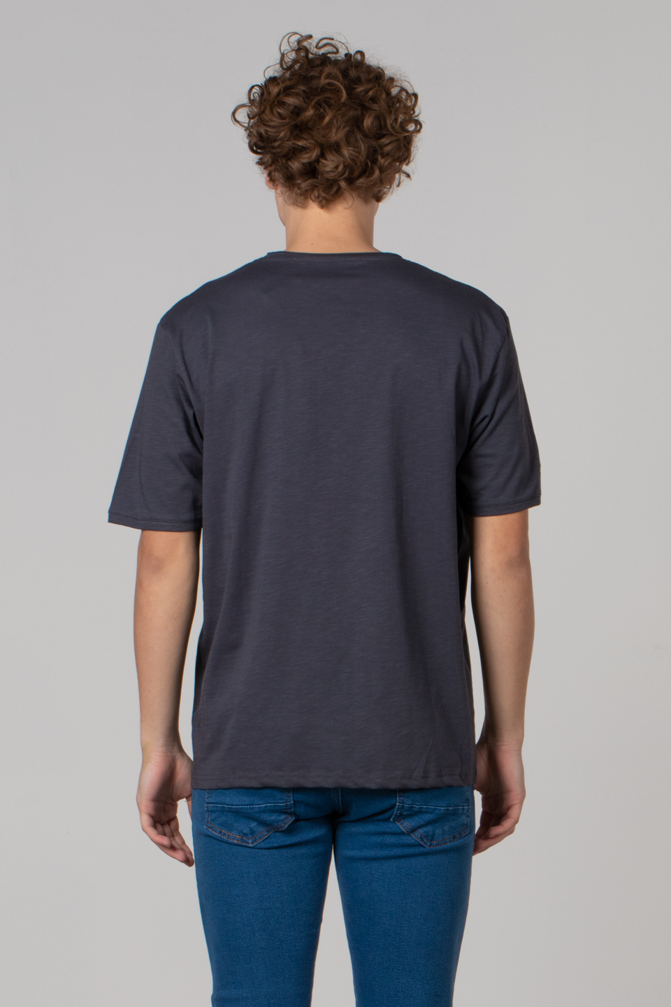 Kurşun baskılı t-shirt-2619 Antrasit