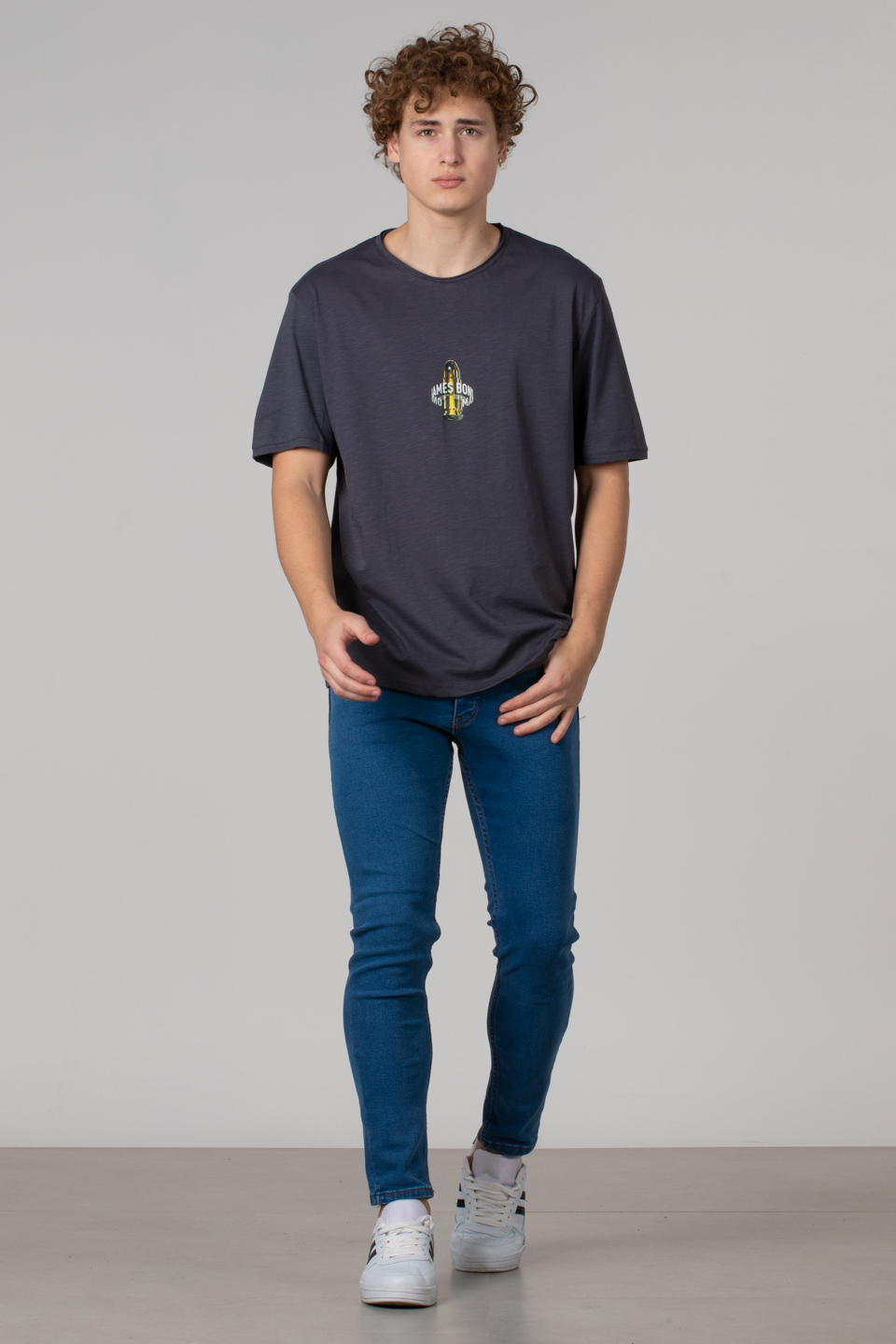 Kurşun baskılı t-shirt-2619 Antrasit