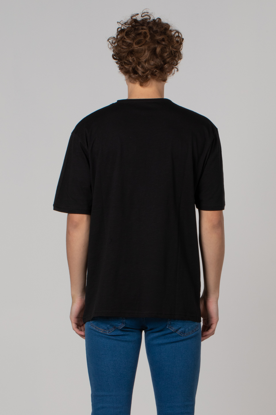 Kurşun baskılı t-shirt-2619 Siyah