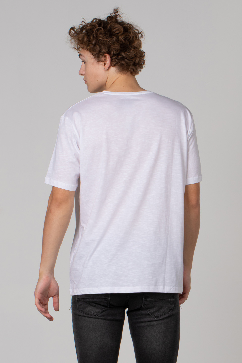 Kuru kafa baskılı t-shirt-2627 Beyaz
