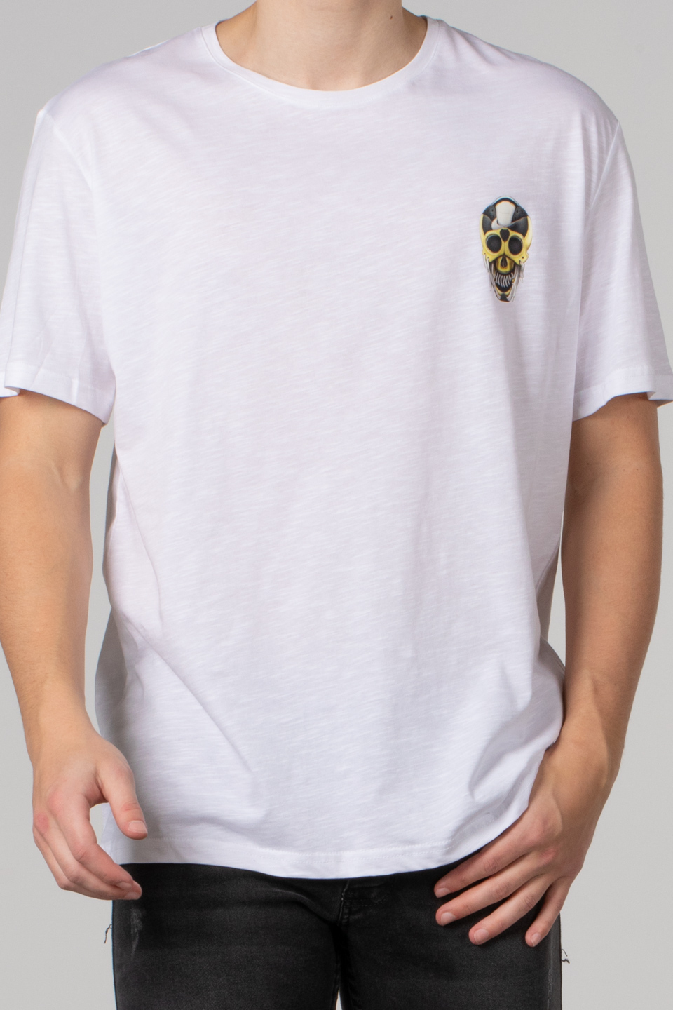 Kuru kafa baskılı t-shirt-2627 Beyaz