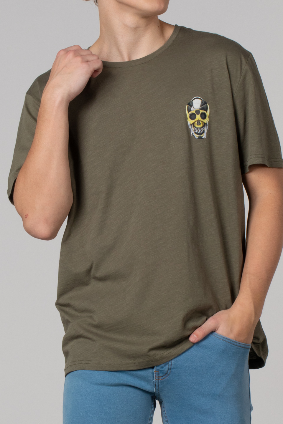 Kuru kafa baskılı t-shirt-2627 Haki