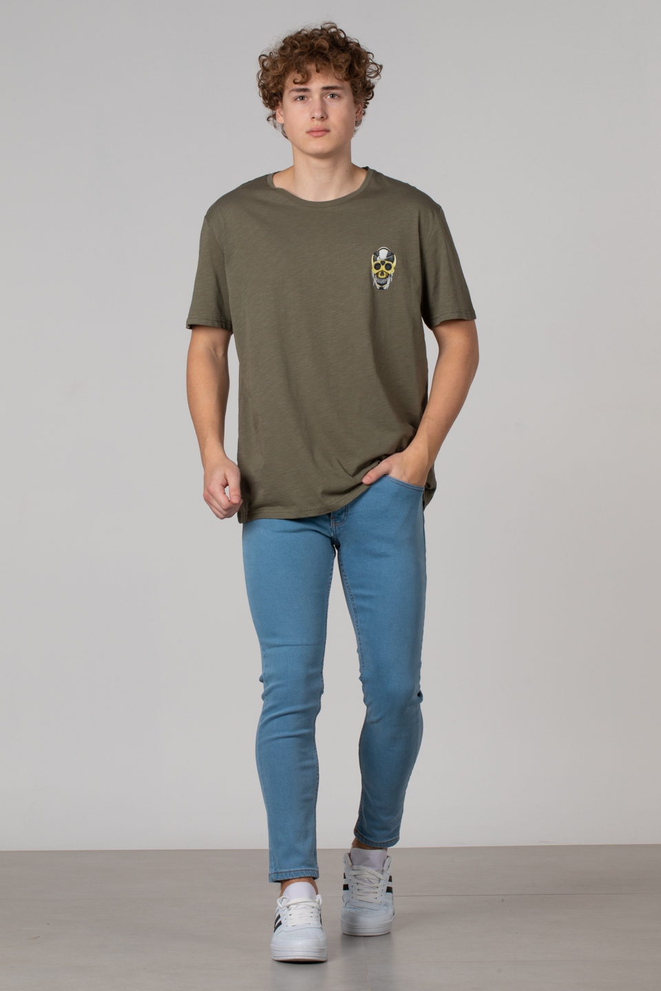 Kuru kafa baskılı t-shirt-2627 Haki
