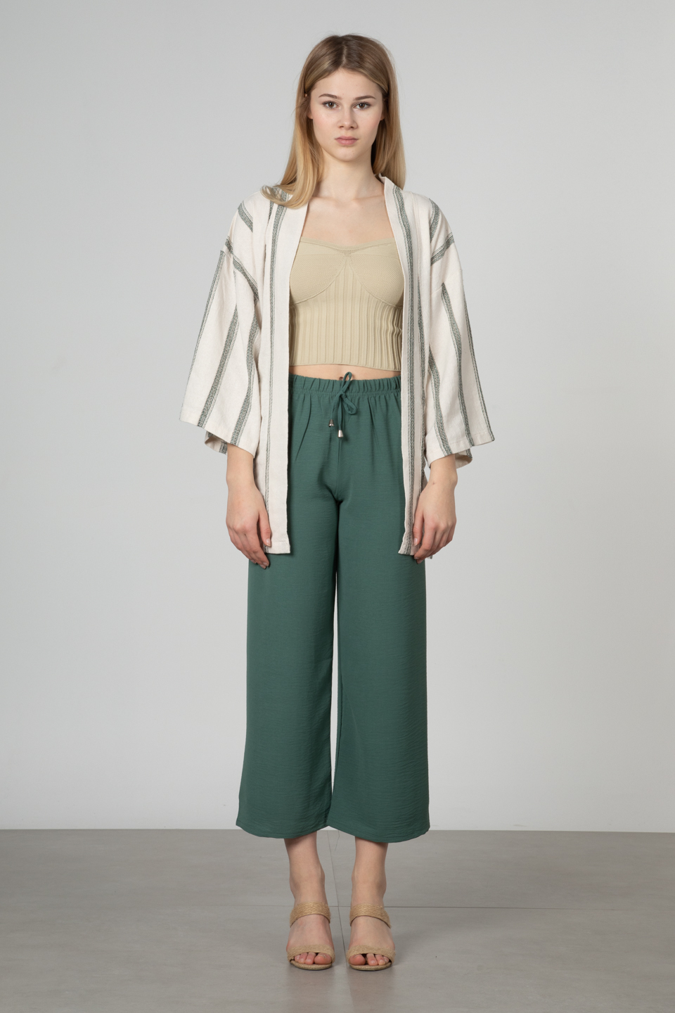 Kuşaklı kimono-35-6683 Haki