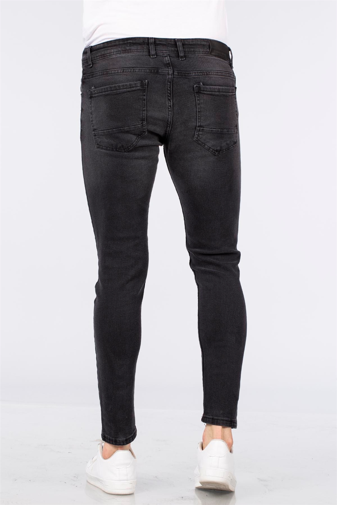Lazer Kesimli Jean Pantolon-Siyah
