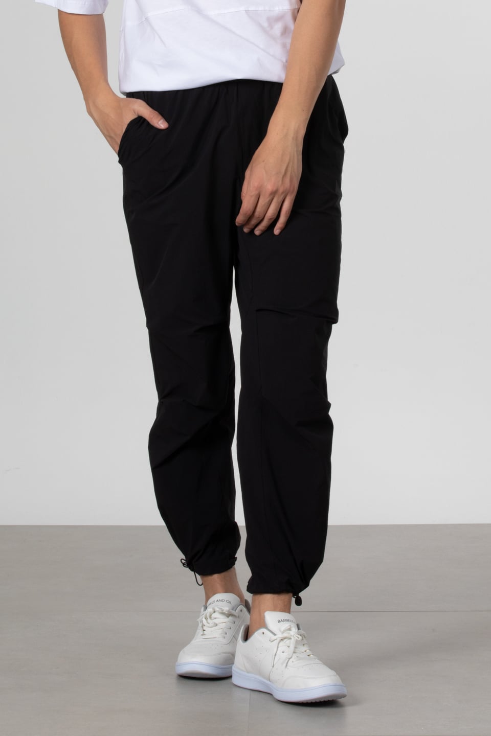 Likralı paraşüt kumaş bol pantolon-9032 Siyah