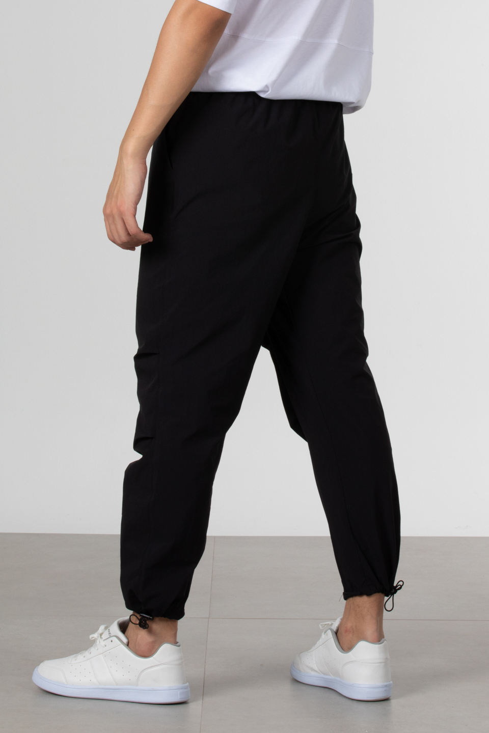 Likralı paraşüt kumaş bol pantolon-9032 Siyah