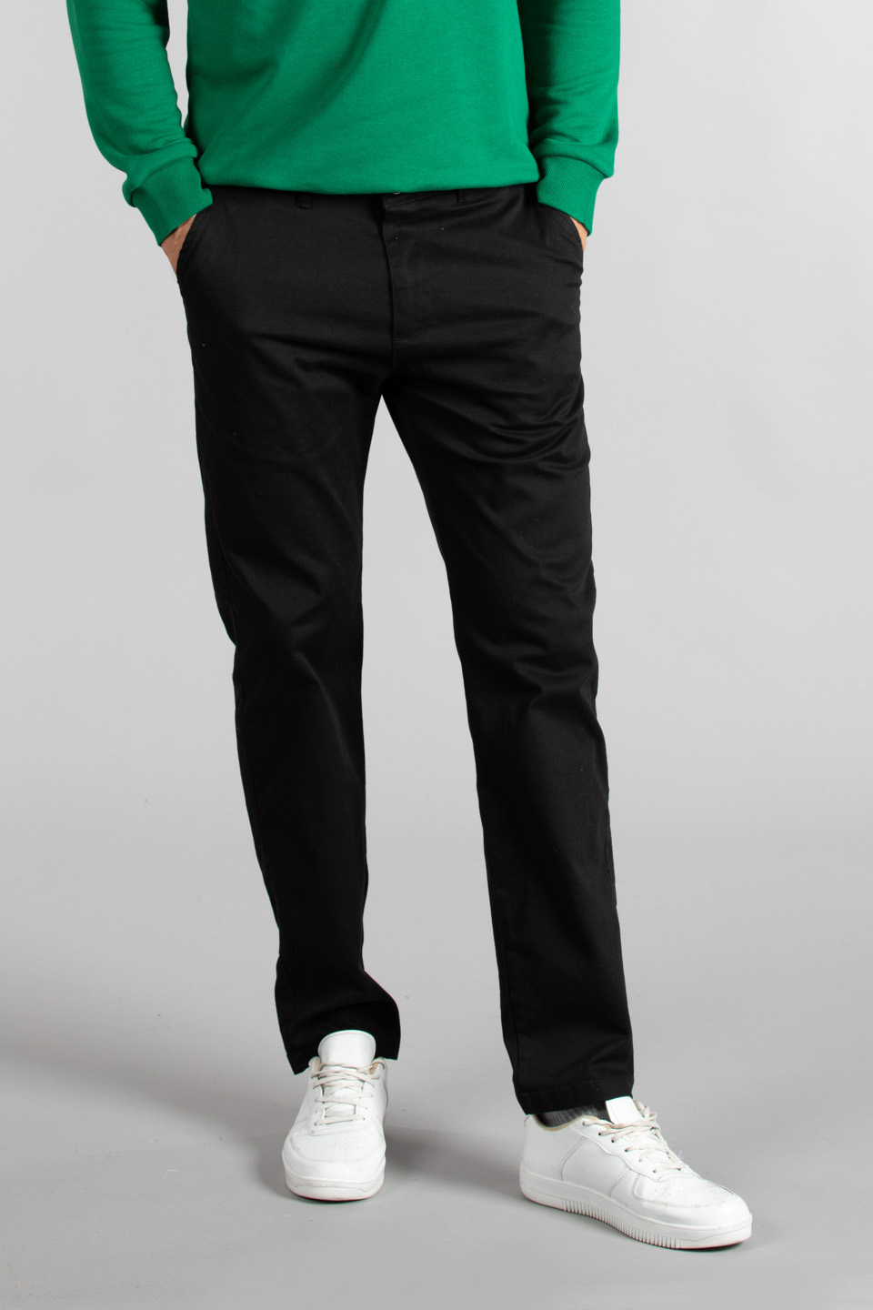 Likralı regular fit chino pantolon-004 Siyah