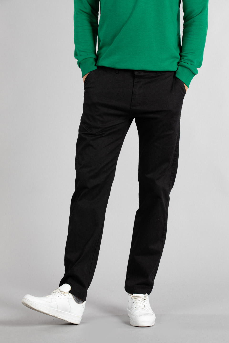 Likralı regular fit chino pantolon-004 Siyah