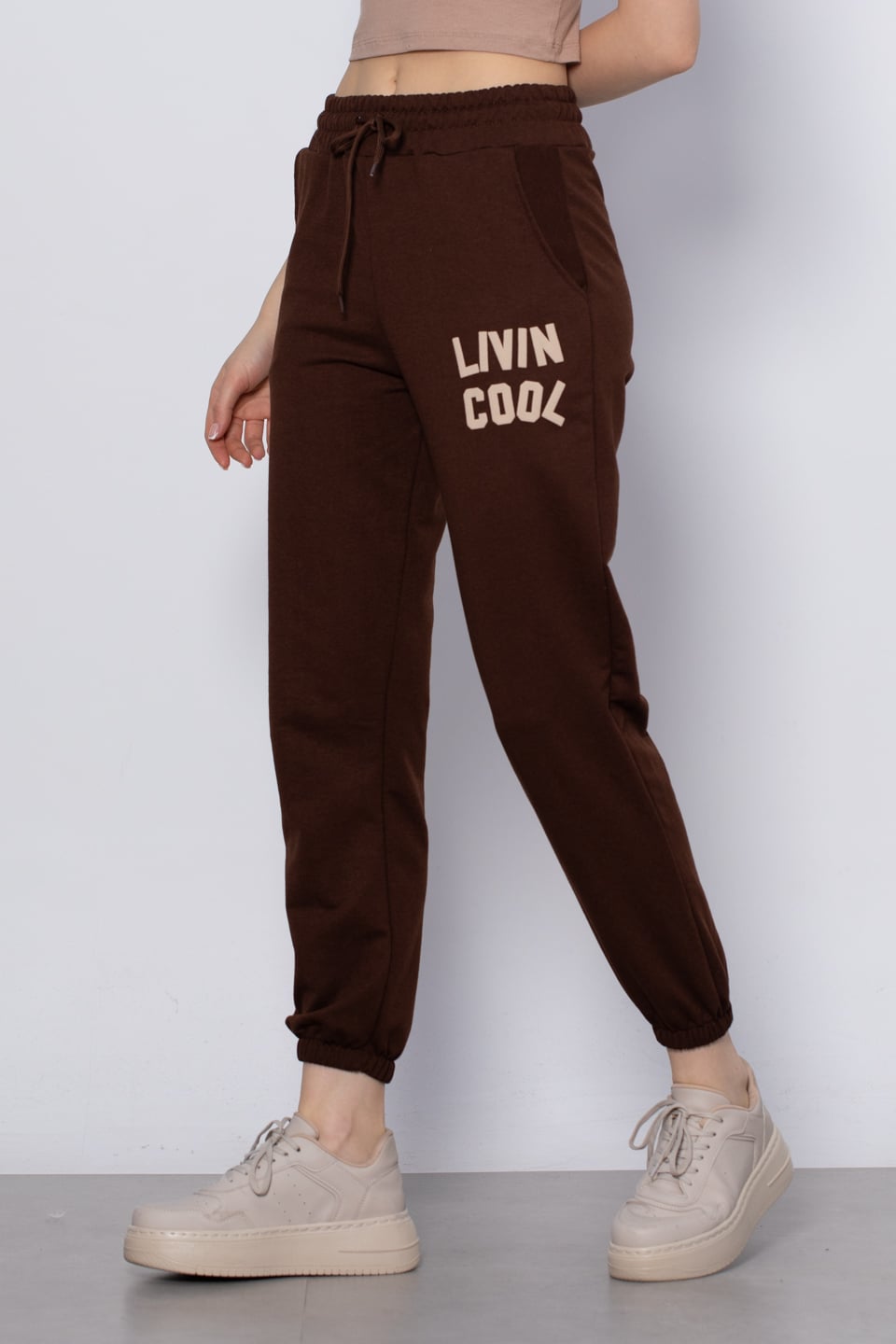 Livin Cool Baskılı Eşofman Altı - Kahve
