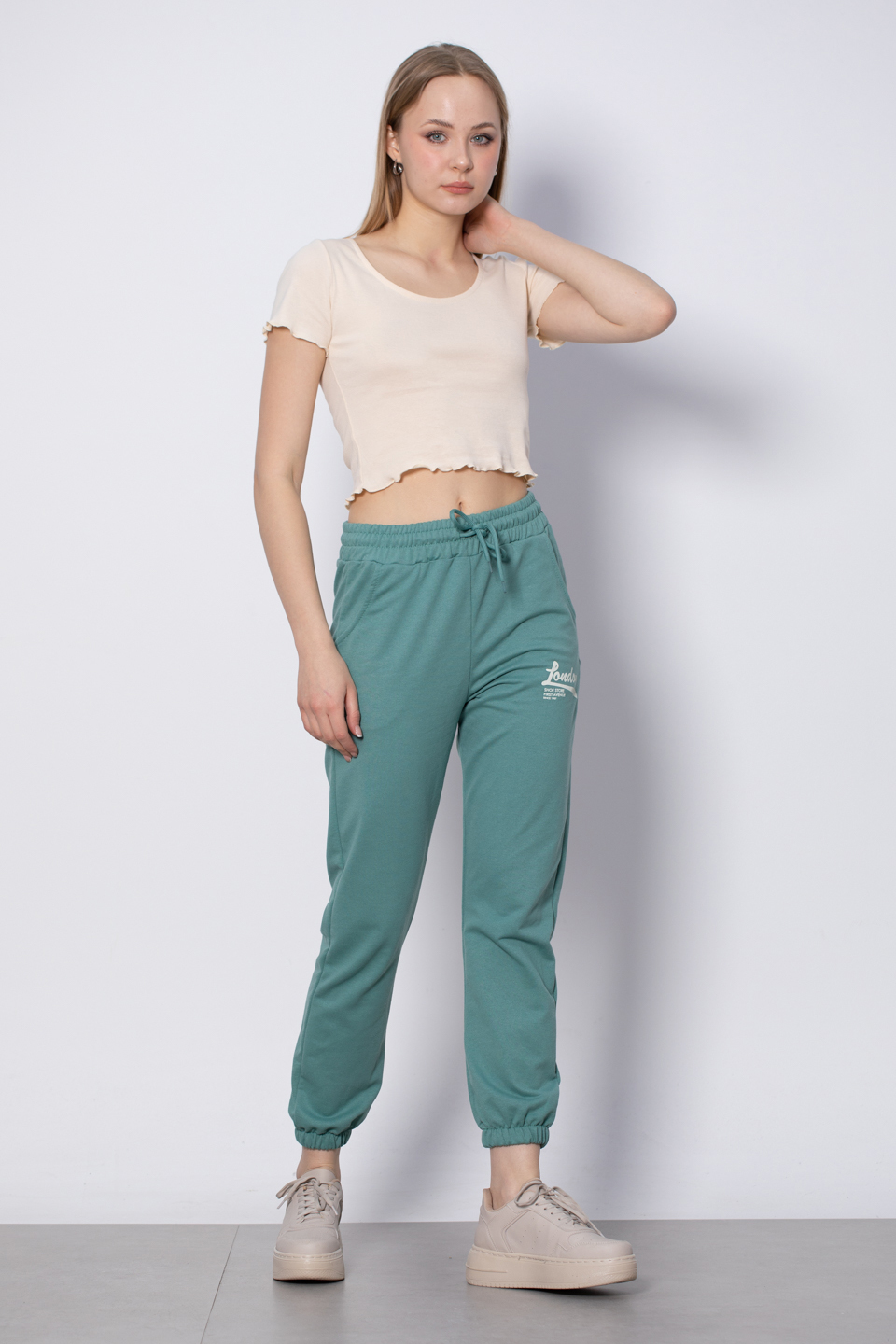 London Baskılı Eşofman Altı - Yeşil