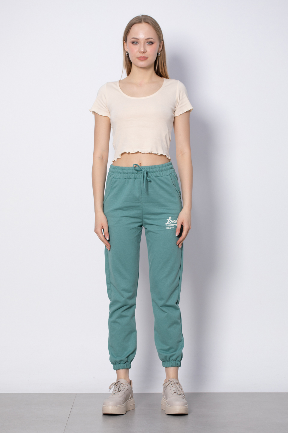 London Baskılı Eşofman Altı - Yeşil