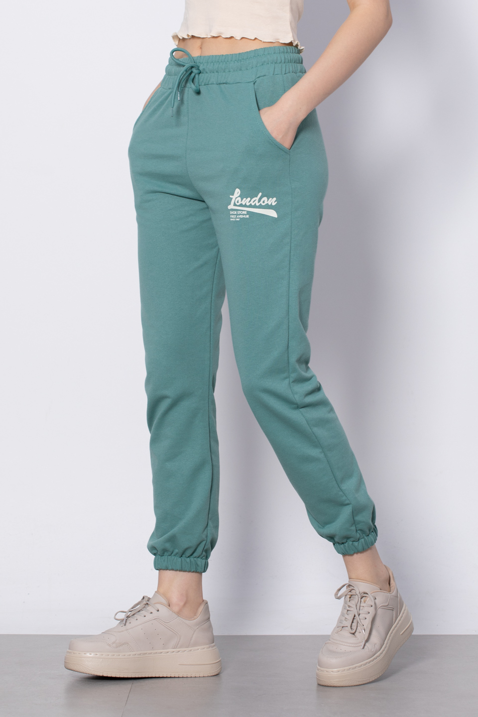 London Baskılı Eşofman Altı - Yeşil