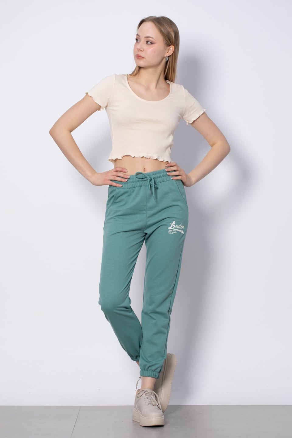 London Baskılı Eşofman Altı - Yeşil