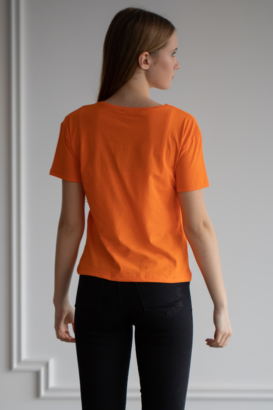 Los Angeles baskılı t-shirt-6264 Oranj