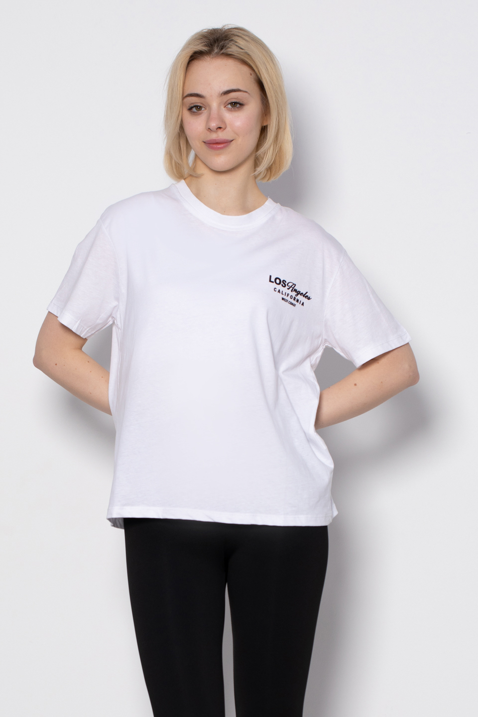 Los Angeles baskılı t-shirt-82402 Beyaz