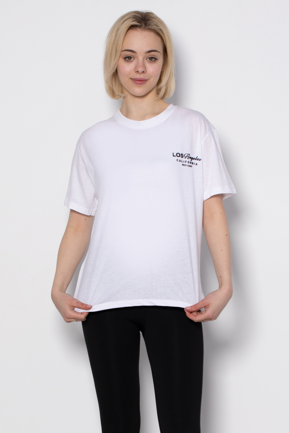 Los Angeles baskılı t-shirt-82402 Beyaz