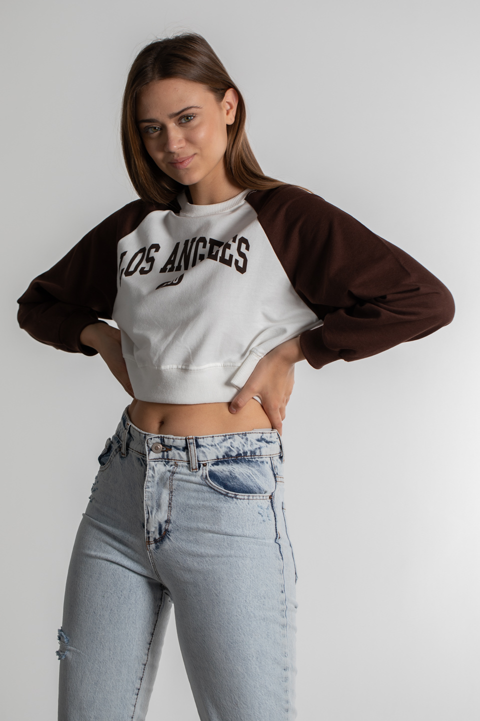 Los Angeles Baskılı T-Shirt - Kahve