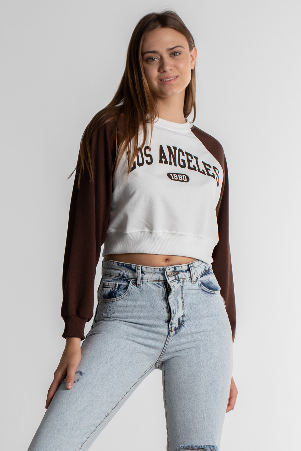 Los Angeles Baskılı T-Shirt - Kahve