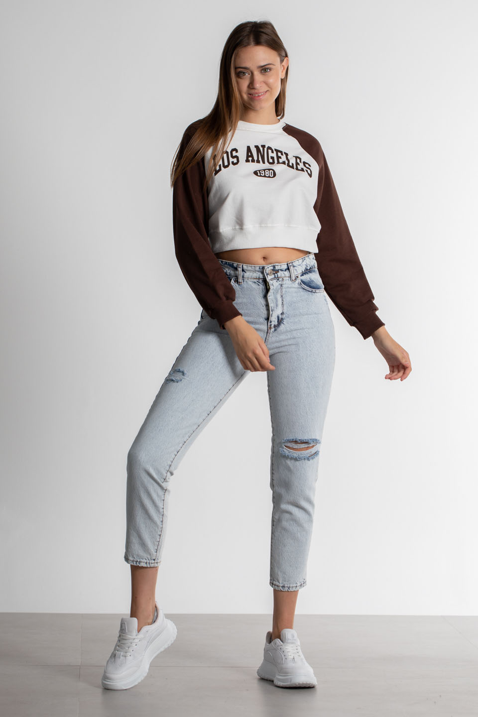 Los Angeles Baskılı T-Shirt - Kahve