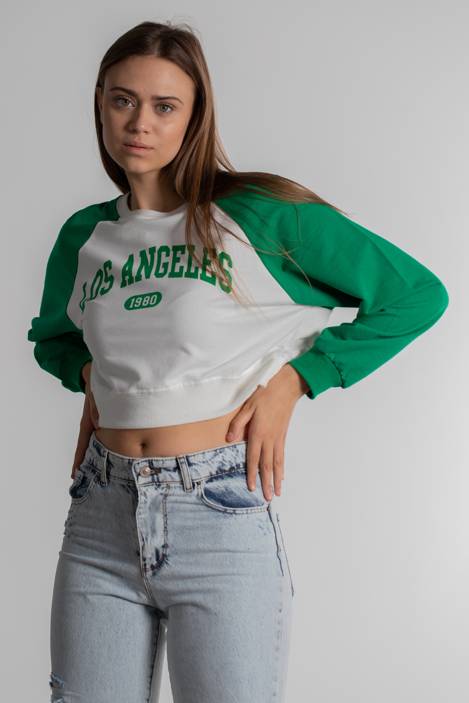 Los Angeles Baskılı T-Shirt - Yeşil
