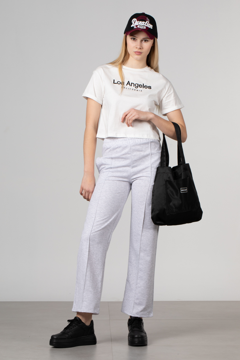 Los Angeles nakışlı t-shirt-156 Ekru