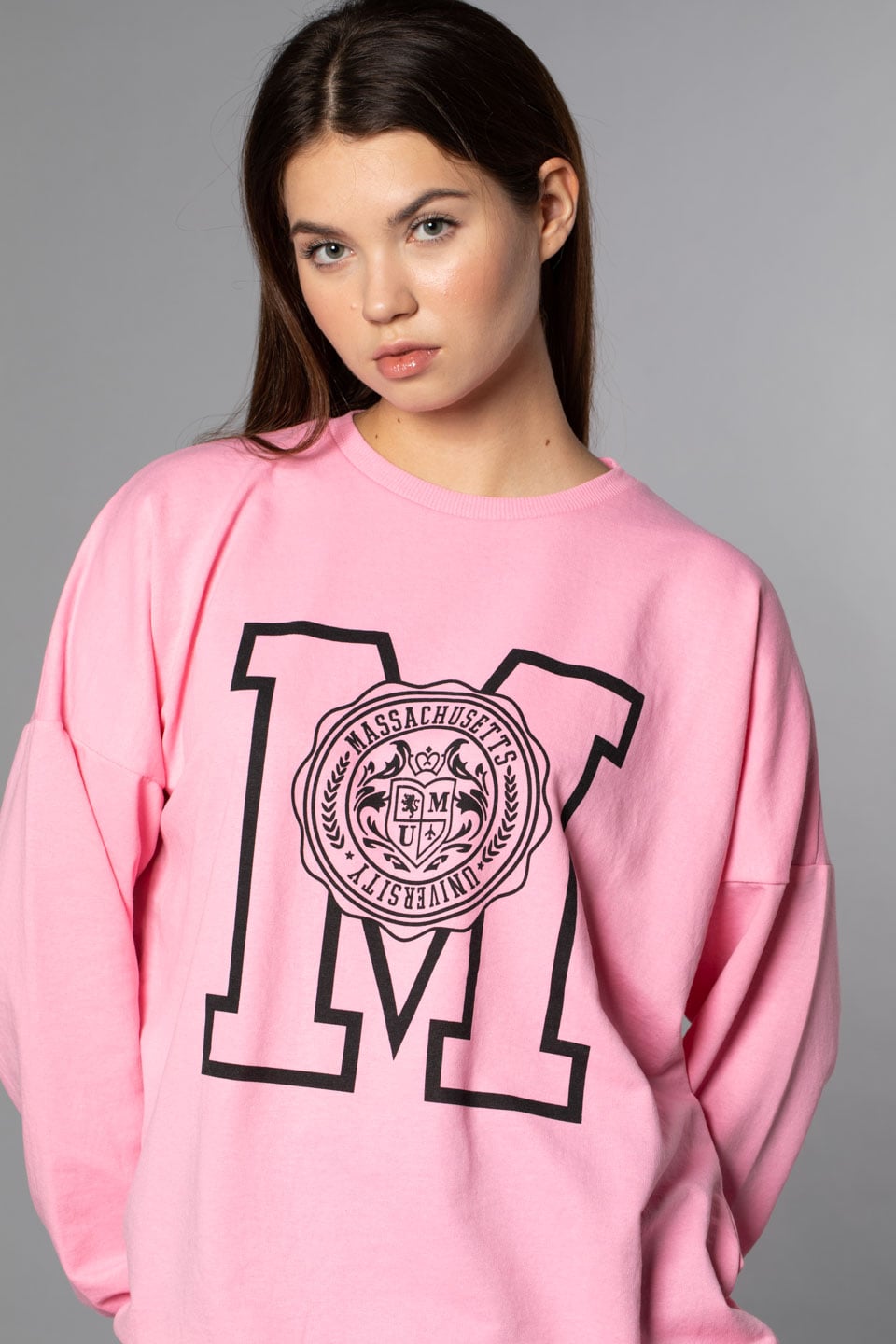 M Baskılı Sweatshirt-Ş.Pembe