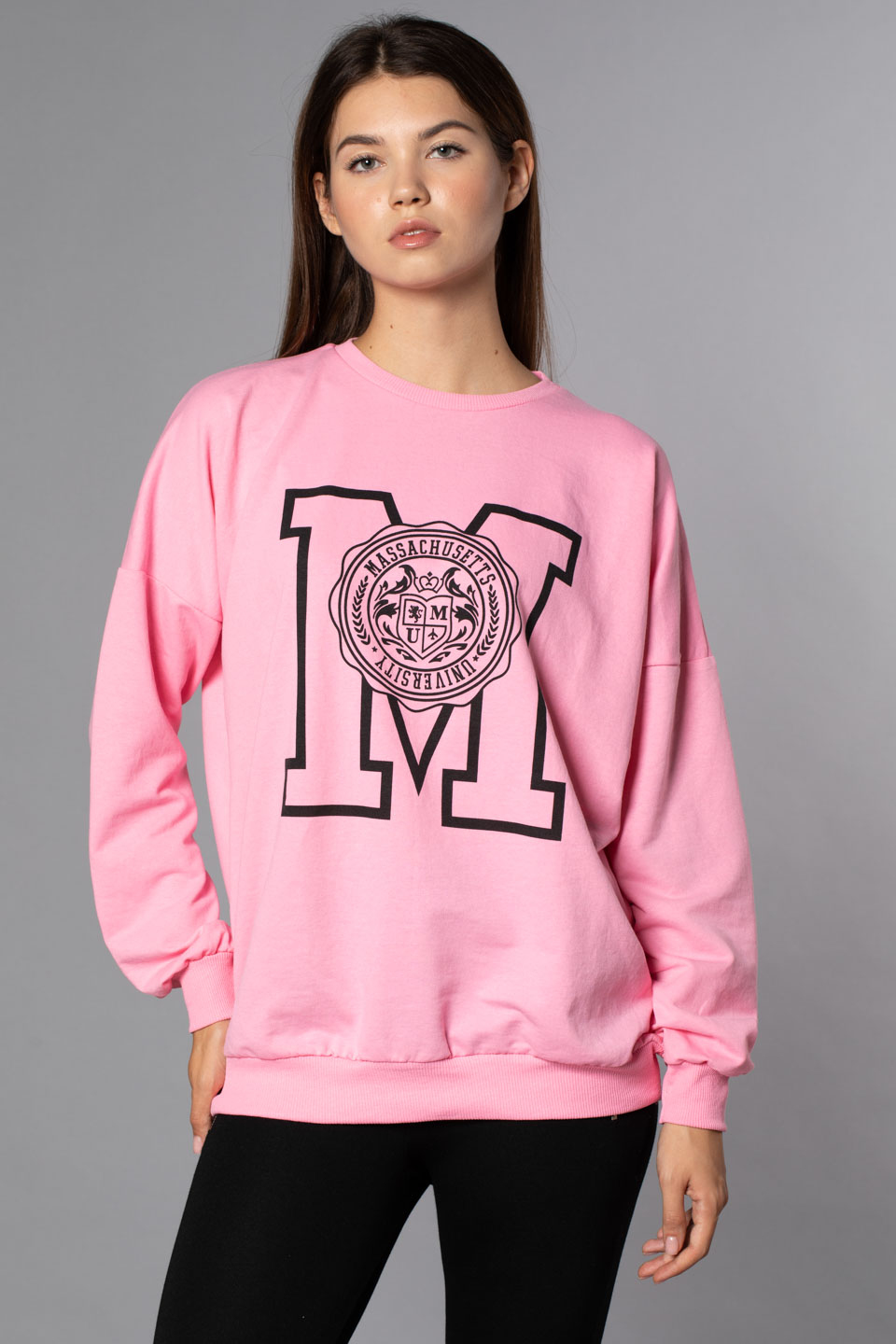 M Baskılı Sweatshirt-Ş.Pembe