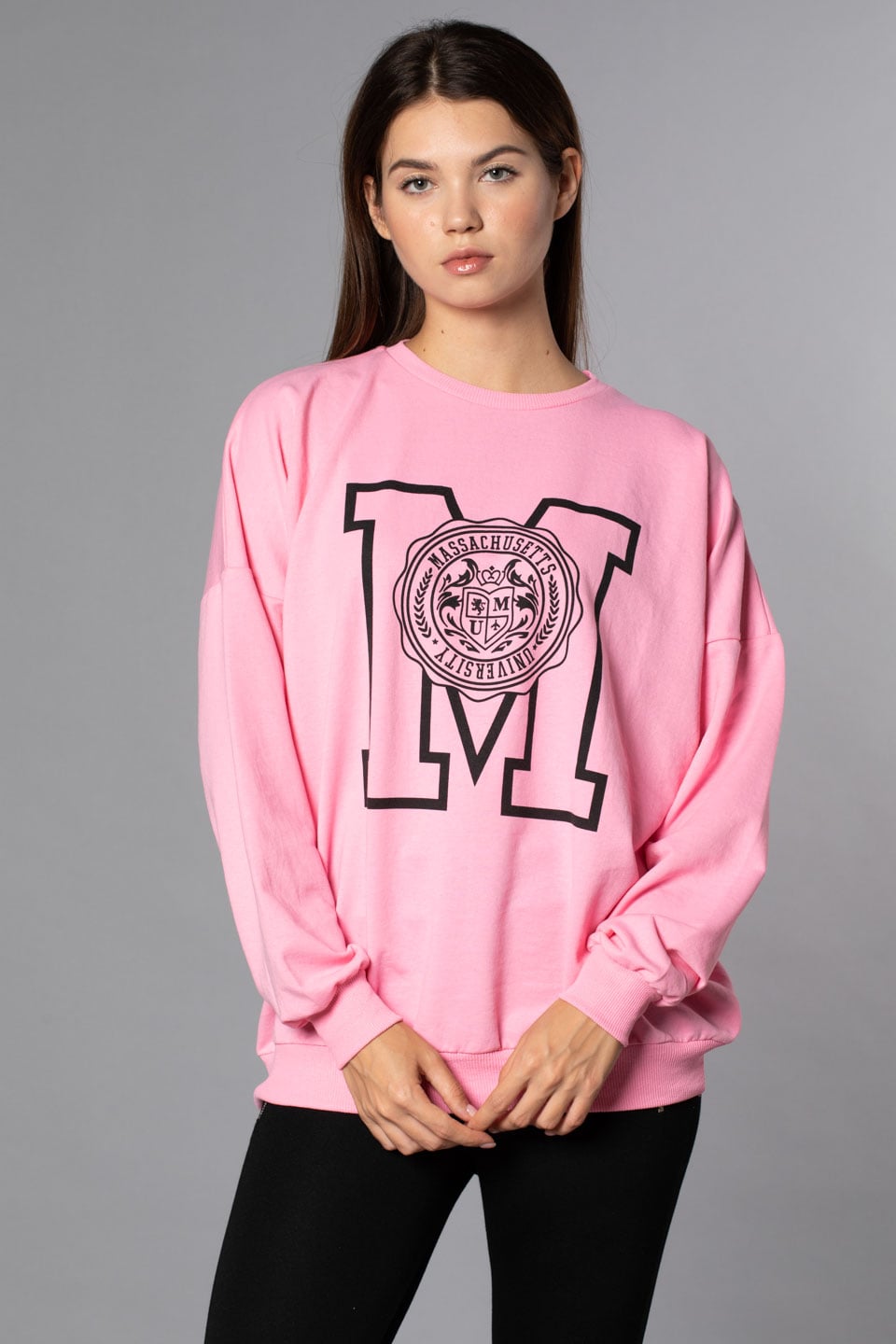 M Baskılı Sweatshirt-Ş.Pembe