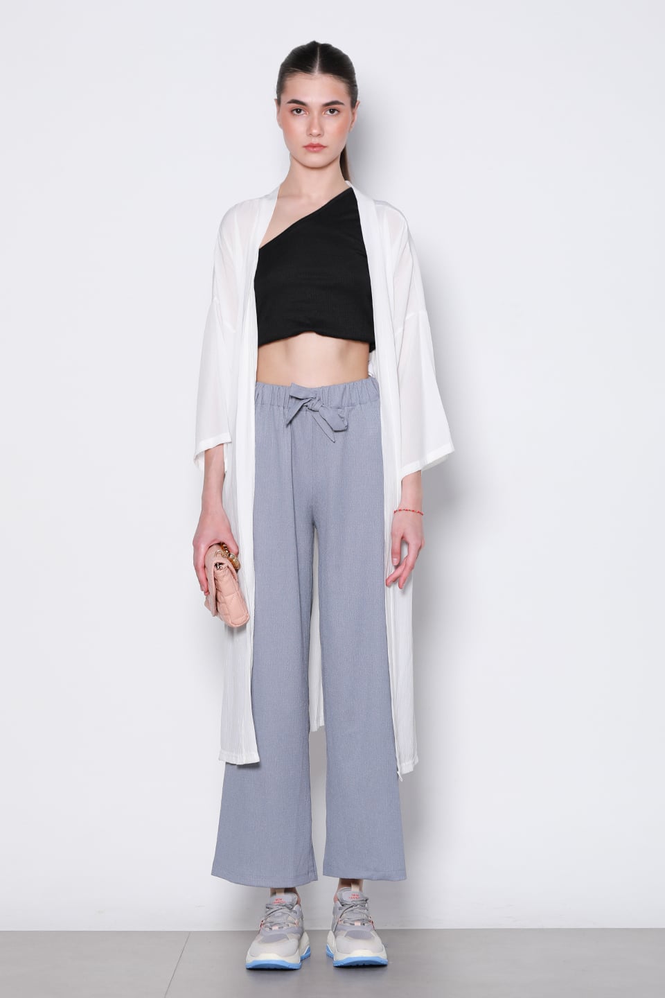 Maxi boy hırka-5835 Beyaz