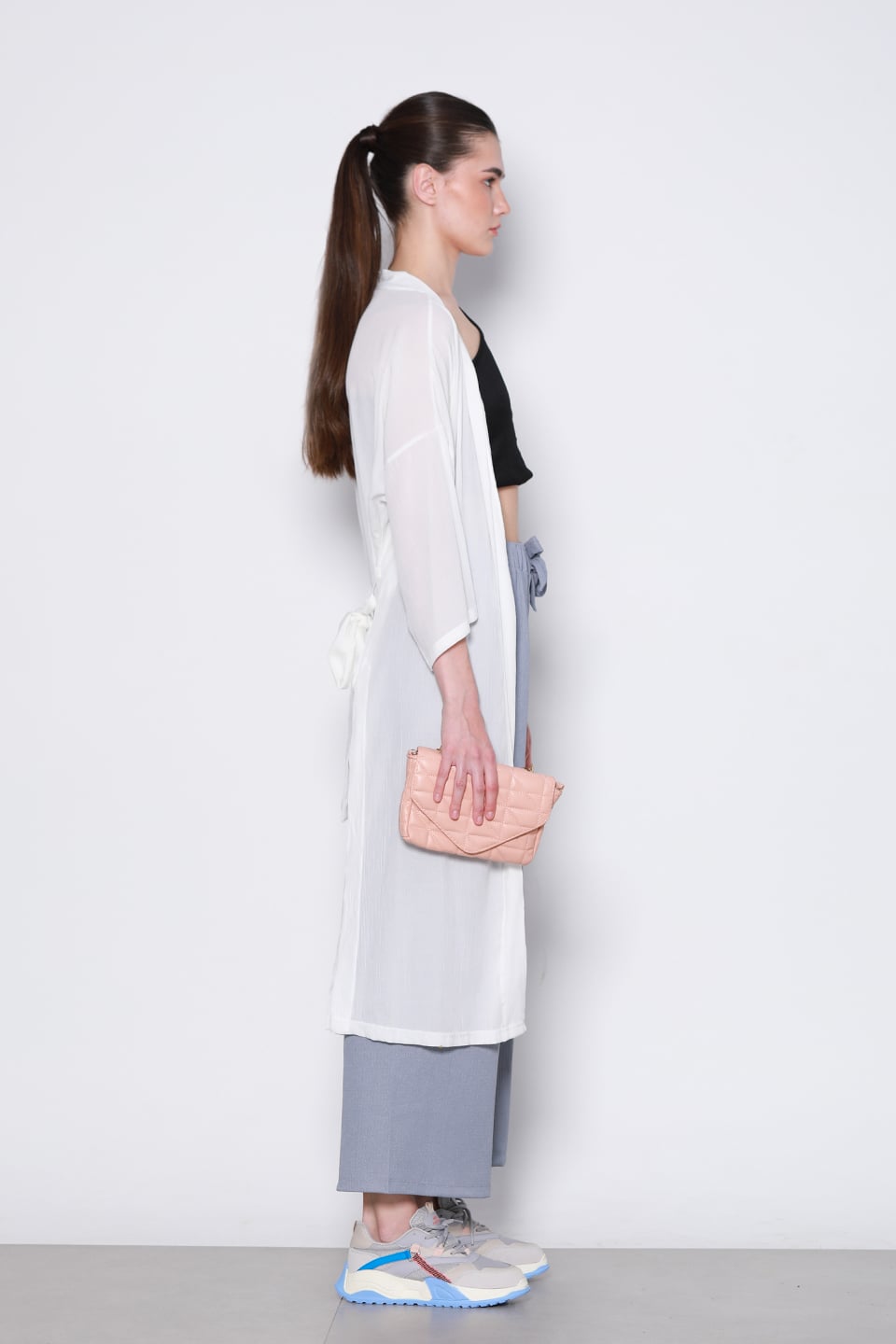 Maxi boy hırka-5835 Beyaz