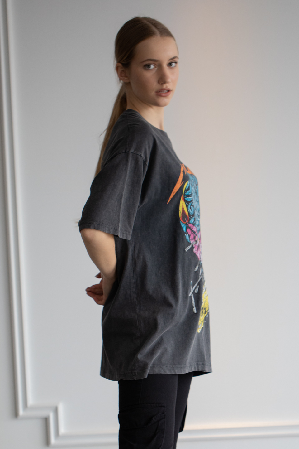 Metalica baskılı t-shirt-3173 D.Gri