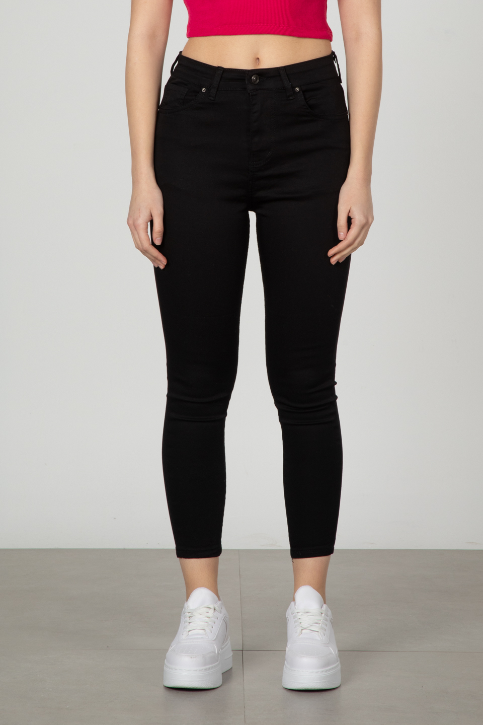 MIA-Yüksek bel dar paça pantolon-4206-41 Siyah