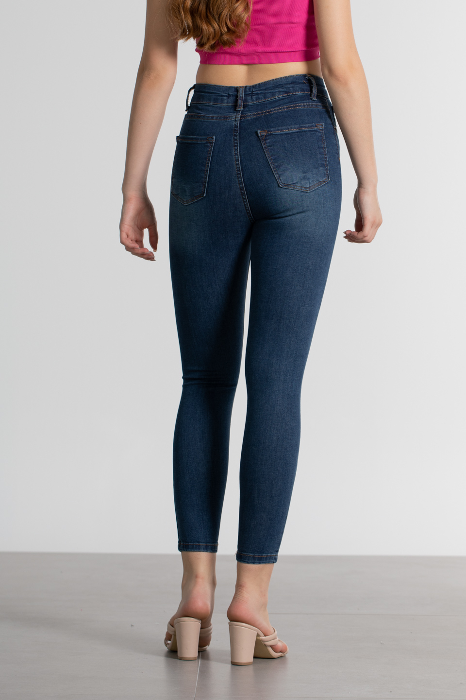 Mia-Yüksek bel lazerli jean pantolon-13259 Kahve Tint
