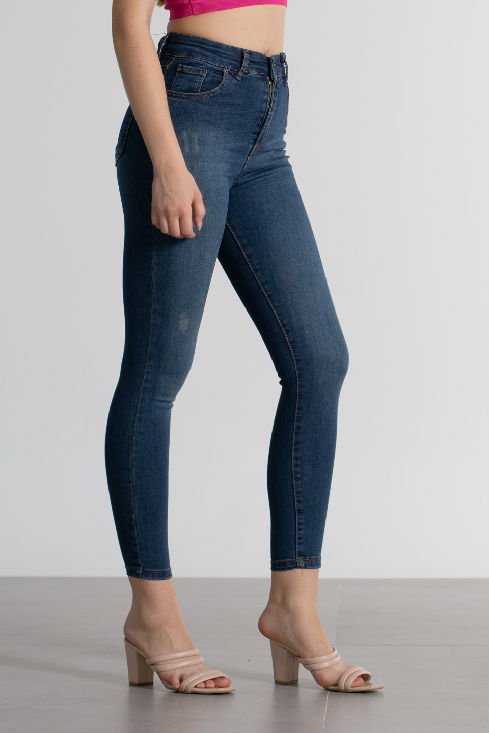 Mia-Yüksek bel lazerli jean pantolon-13259 Kahve Tint