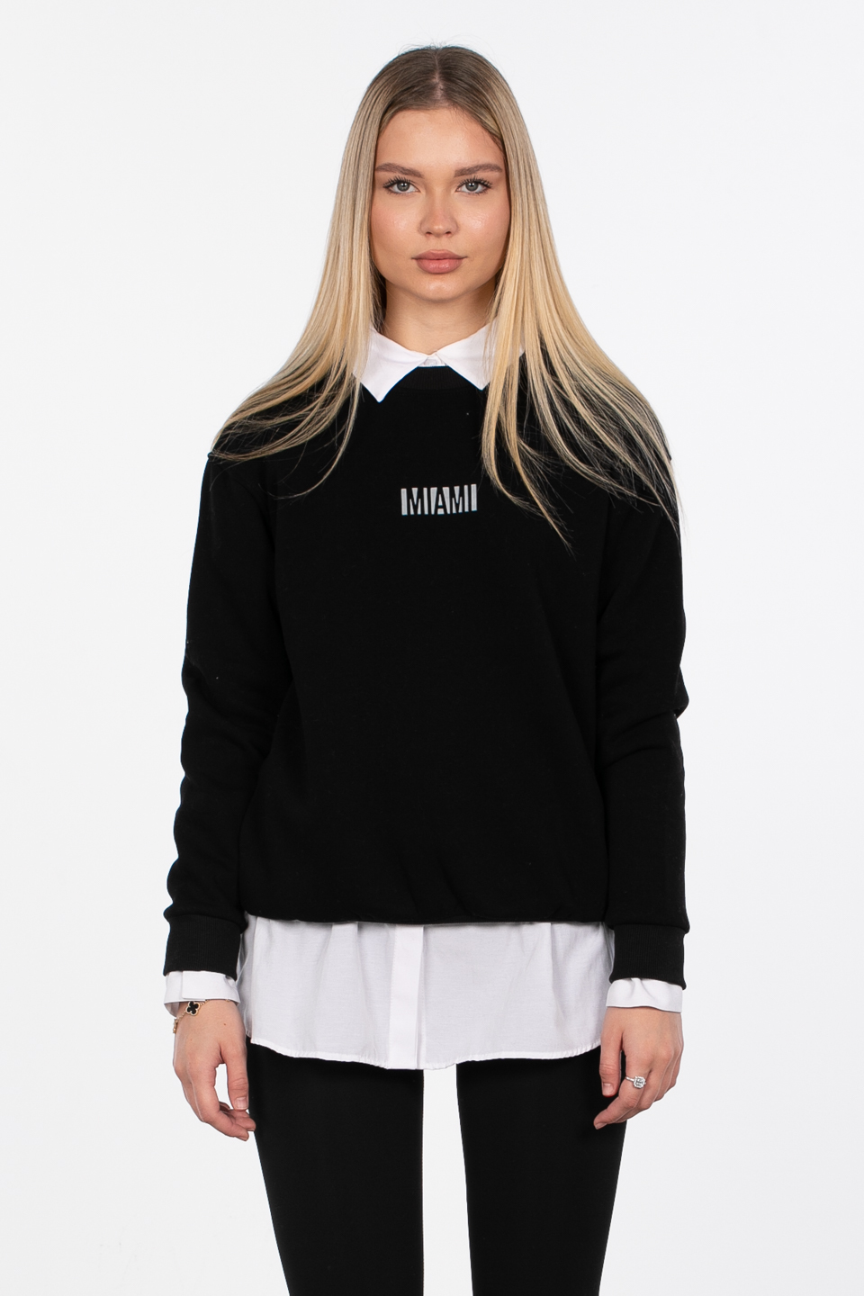 Mıamı baskılı sweatshirt-83-565 Siyah