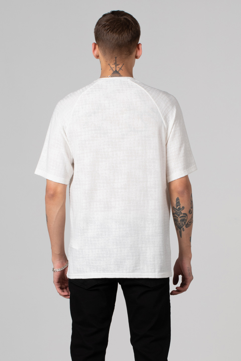 Minimalist baskılı t-shirt-222 Beyaz