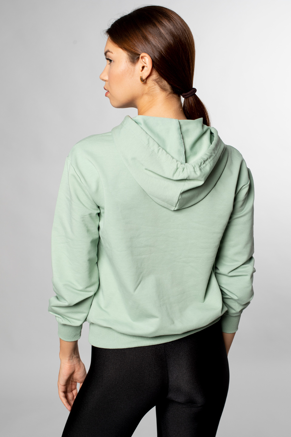 Newyork Yazı Baskılı Kapüşonlu Sweatshirt-Çağla
