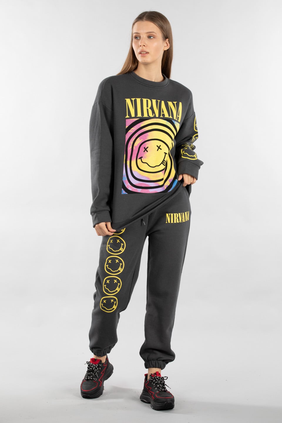 Nirvana Baskılı Eşofman Takımı - Antrasit