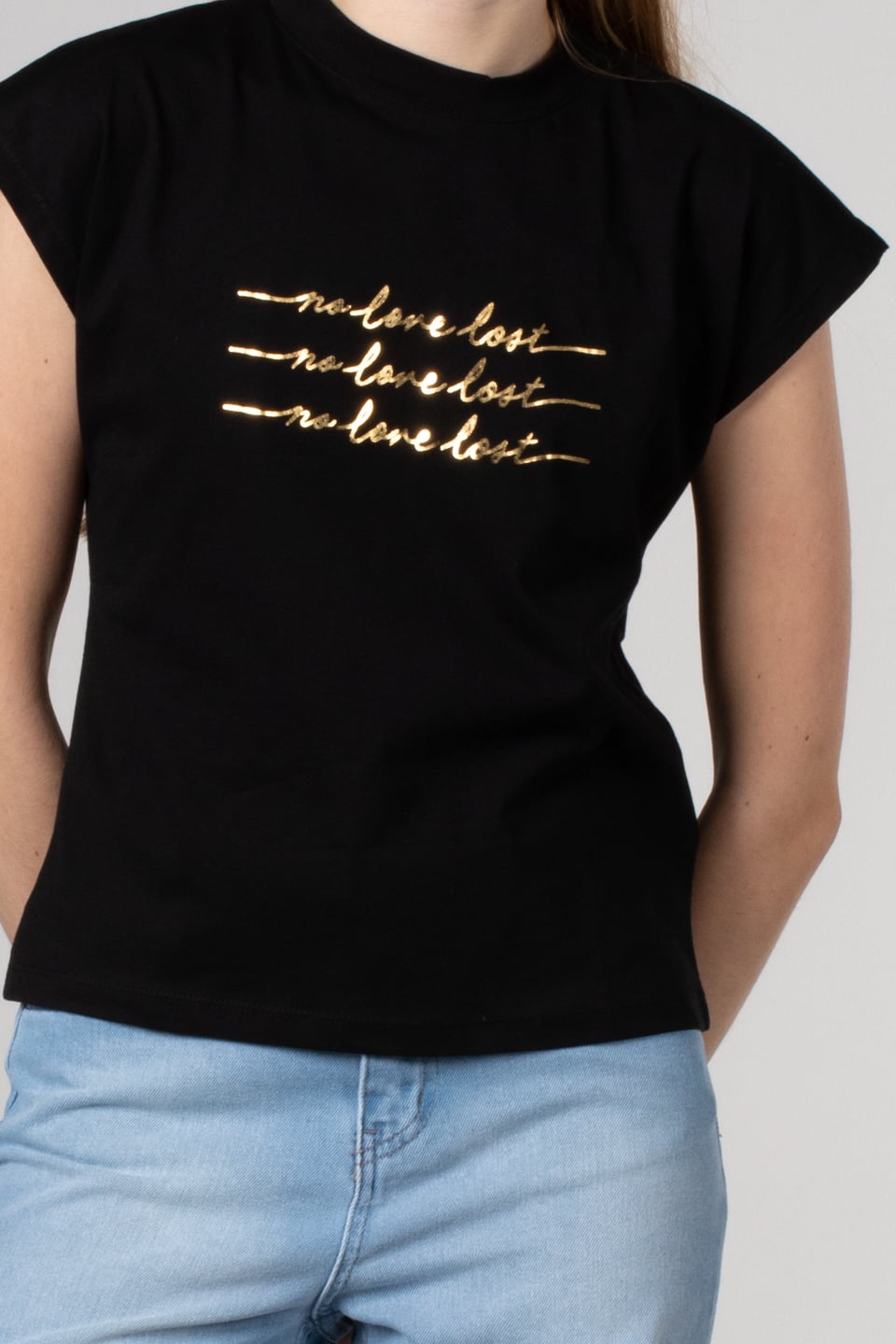 No love lost baskılı t-shırt-4217 Siyah