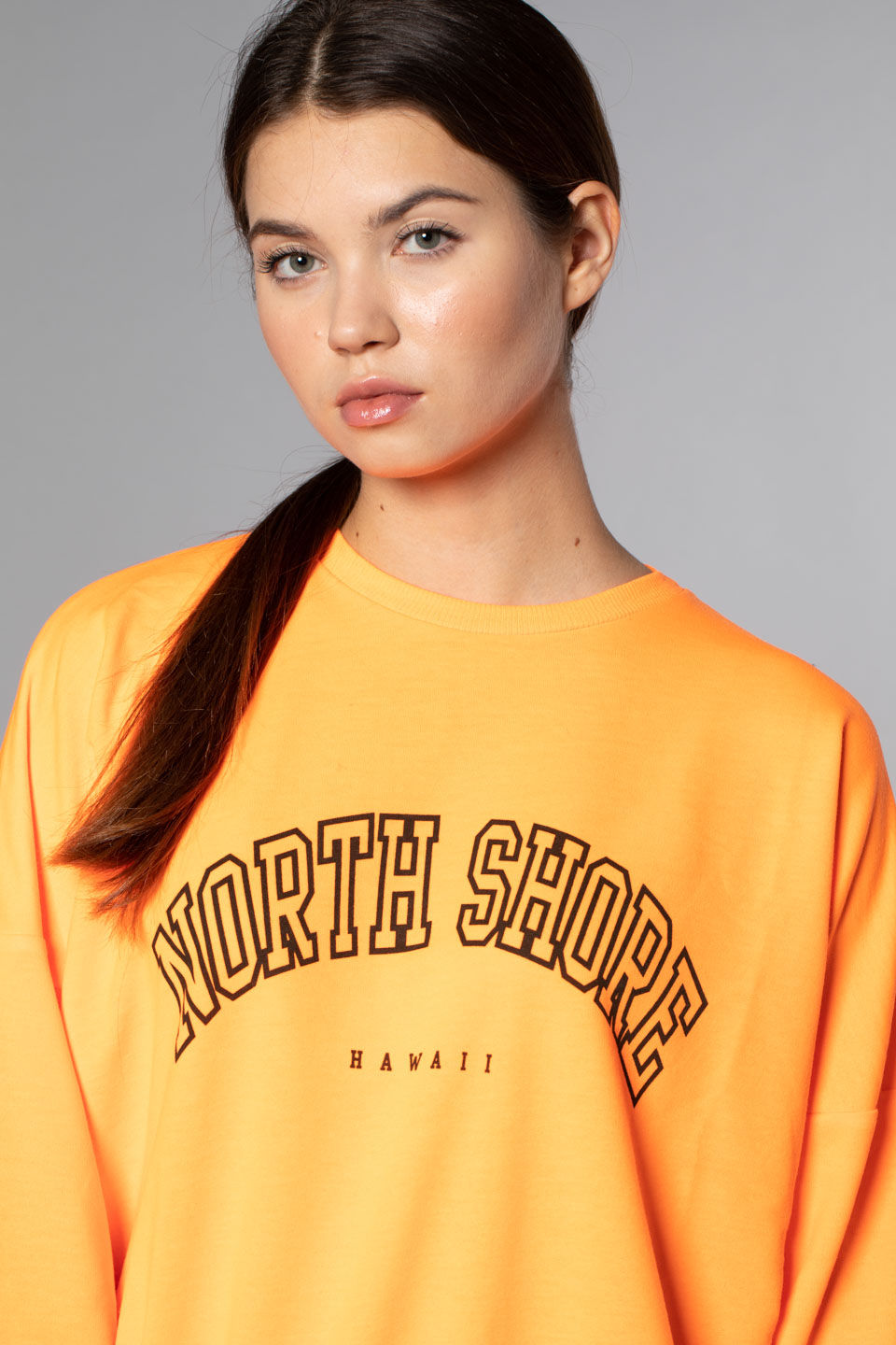 North Shore Baskılı Sweatshirt - Turuncu