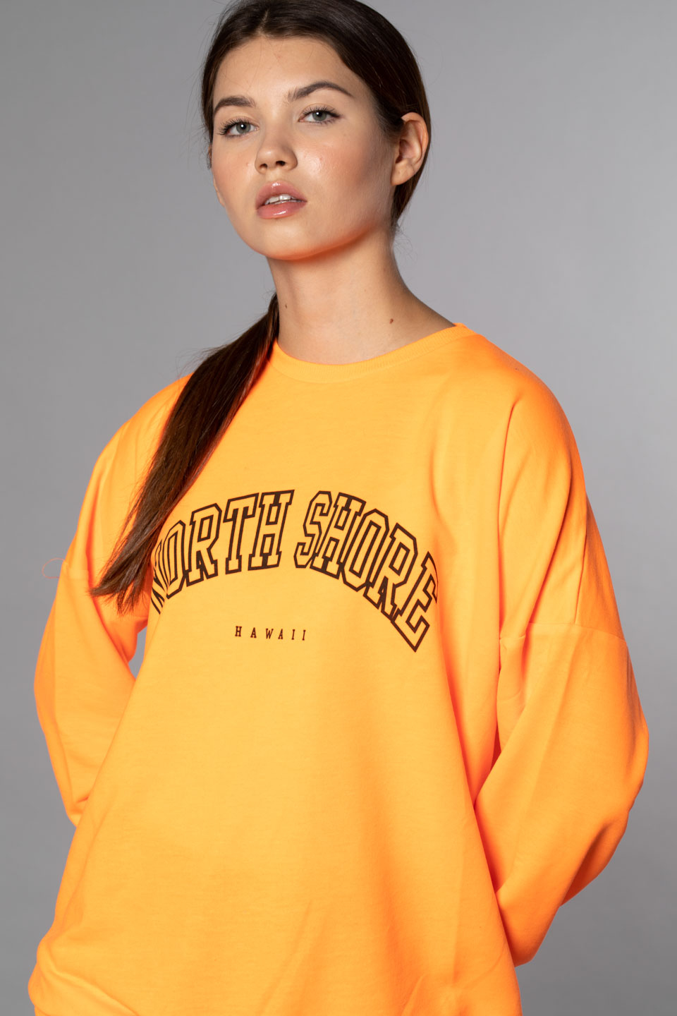 North Shore Baskılı Sweatshirt - Turuncu