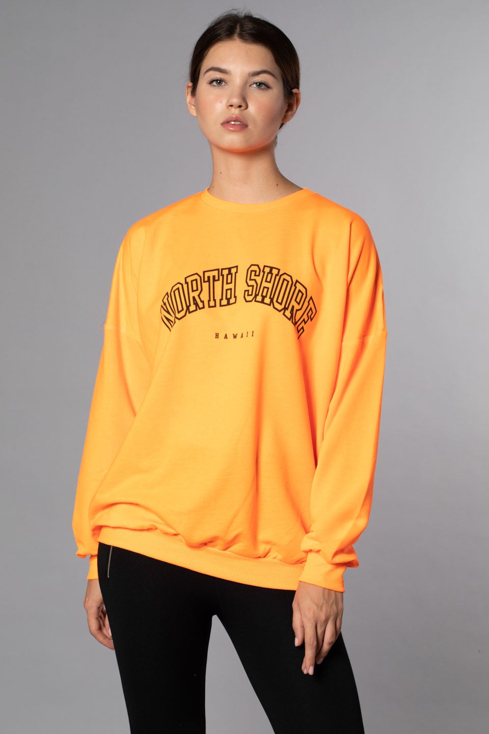 North Shore Baskılı Sweatshirt - Turuncu