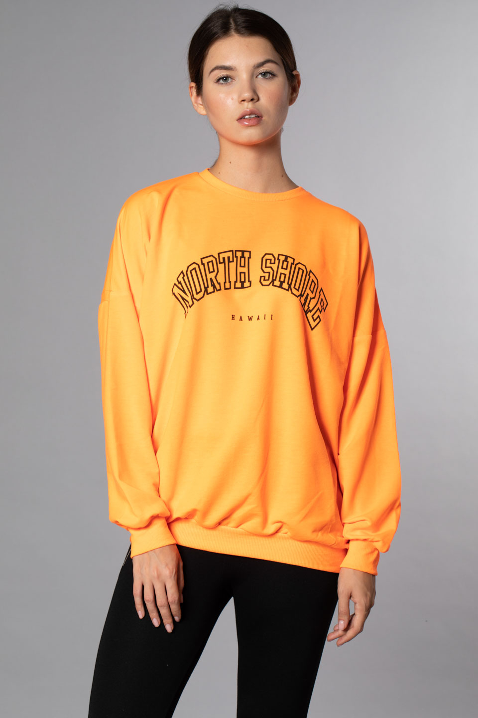 North Shore Baskılı Sweatshirt - Turuncu