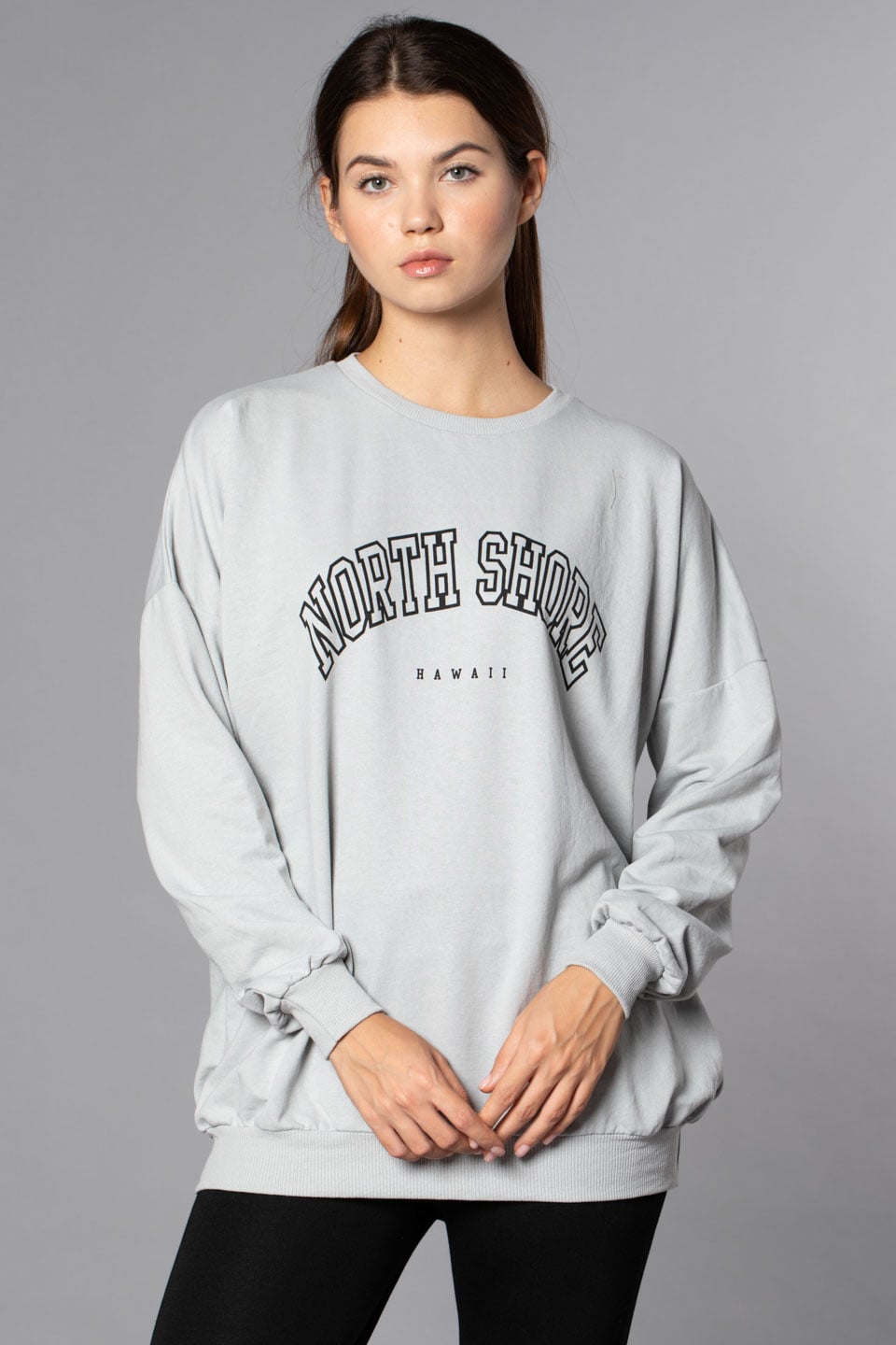 North Shore Baskılı Sweatshirt-B.Gri