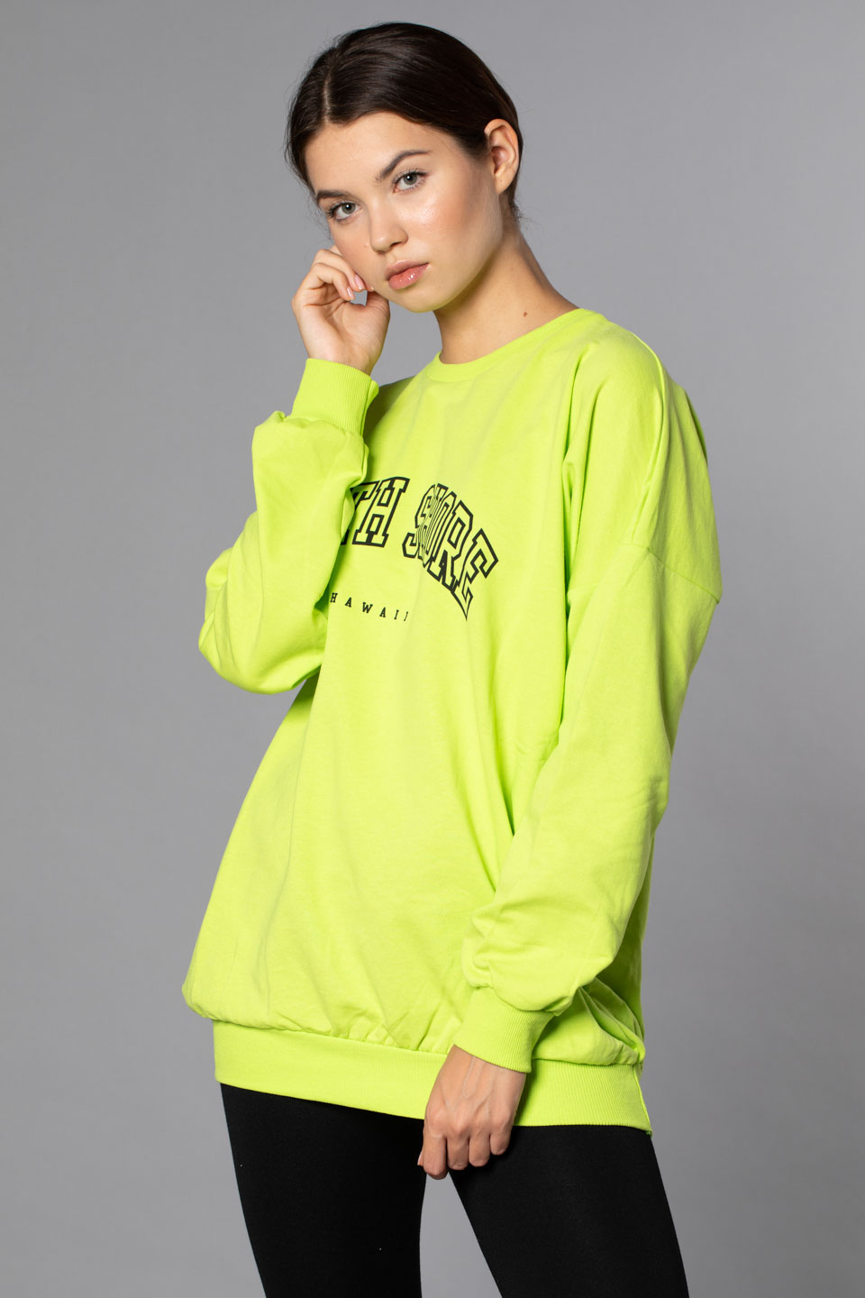 North Shore Baskılı Sweatshirt-N.Yeşil