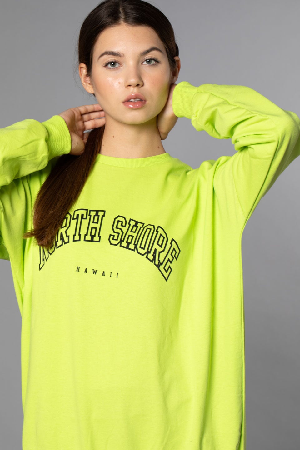 North Shore Baskılı Sweatshirt-N.Yeşil