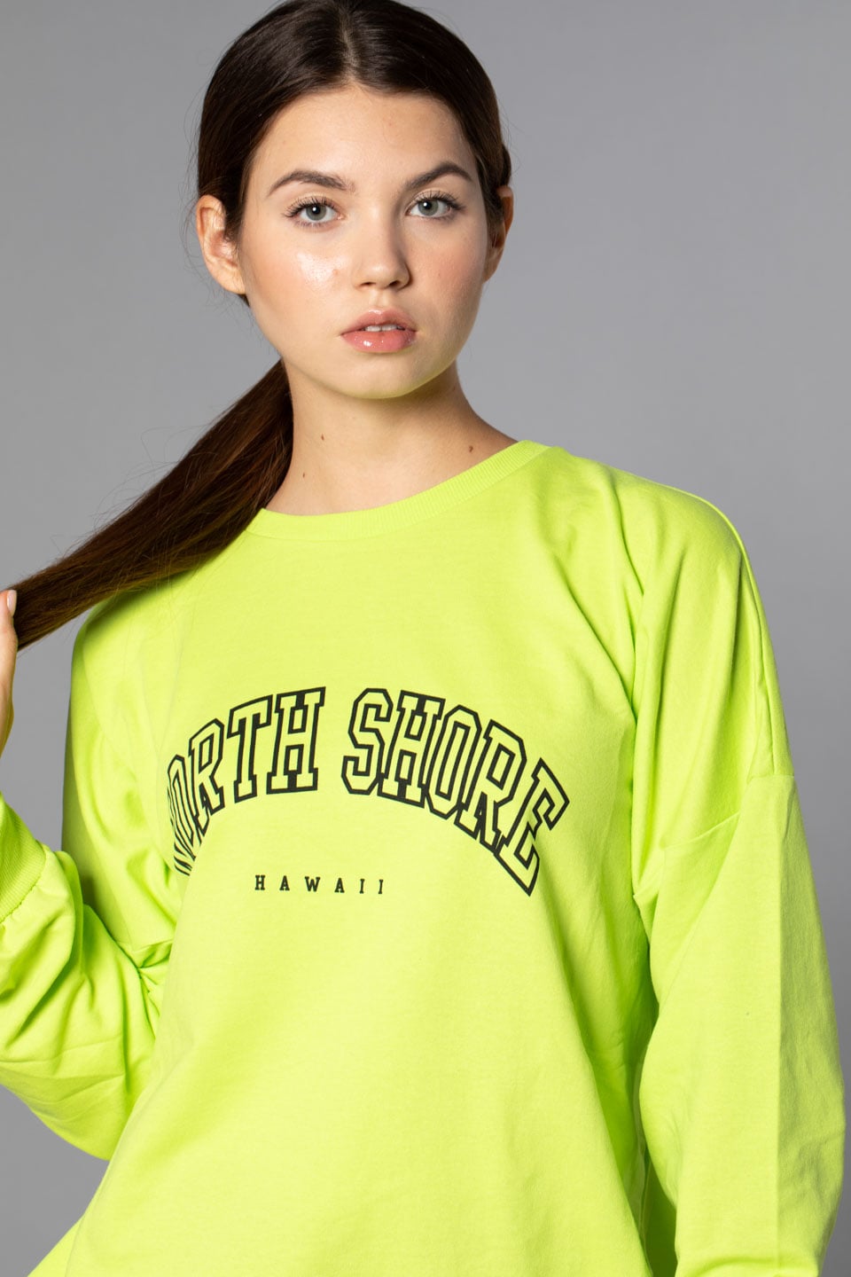 North Shore Baskılı Sweatshirt-N.Yeşil