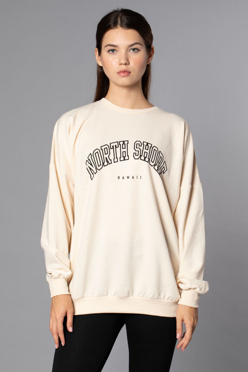 North Shore Baskılı Sweatshirt-Taş